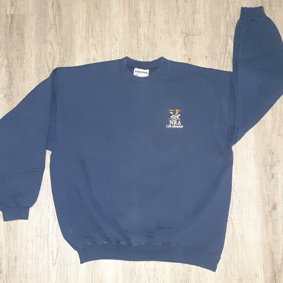 NRA Life Member Sweatshirt *Dark Blue * Eagle * Long Sleeve * Roomy Sz L (or XL) - Picture 2 of 10